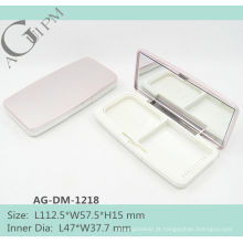 Retangular compacto pó caso/compacto pó recipiente com espelho AG-DM-1218, embalagens de cosméticos do AGPM, cores/logotipo personalizado